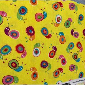 Colorful Snail Trails Cotton Fabric Studio E 18"x21" Bright Yellow Multicolor Sn